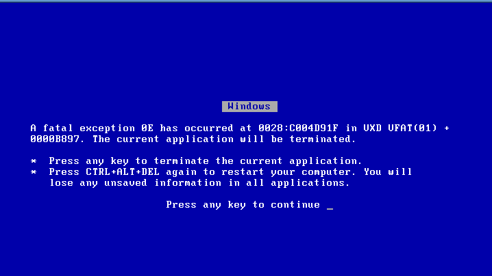 Windows ME Blue Screen of Death (2000)